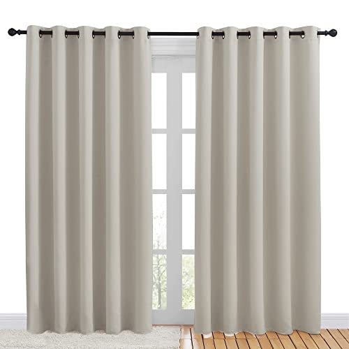 NICETOWN Blackout Curtains Kids Room Natural 70x84 Inches Set of 2 Window Treatments