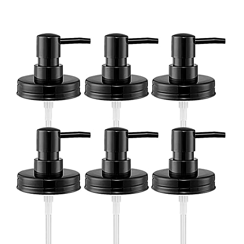 Plastic Mason Jar Soap Dispenser Pumps & Lids - 6 Pack