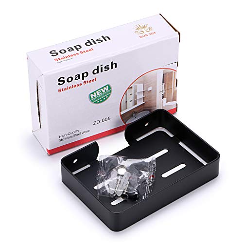 Sumnacon Wall Mounted Soap Dish Holder - Stainless Steel, Space-Saving, Heavy Duty, Black