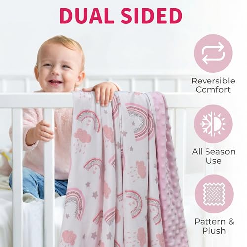 GUNTAIL Soft Baby Blanket - 30x40 Rainbow Dotted Plush Crib Blanket