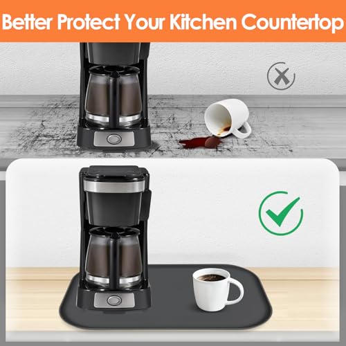 Non-Slip Silicone Coffee Maker Mat with Raised Edge, 17.4'' x 10.6'' - Black