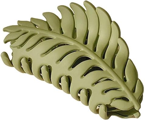 Green Leaf Hair Claw Clip 3.5 Inch Non-Slip Barrette for Women