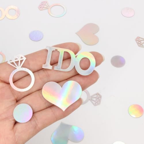 I DO Engagement Confetti - 160 PCS Iridescent Wedding Decorations