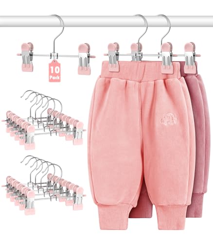DOIOWN 10 Pack Baby Pants Hangers with Clips - Non-Slip Closet Organizer