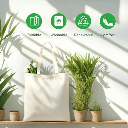 MOLOVA 14x16-Inch Reusable Canvas Tote Bags - 1 Pack