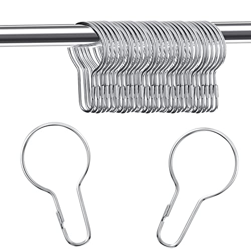 Queekay 60 Pcs Reusable Silver Shower Curtain Hooks - Gourd Design