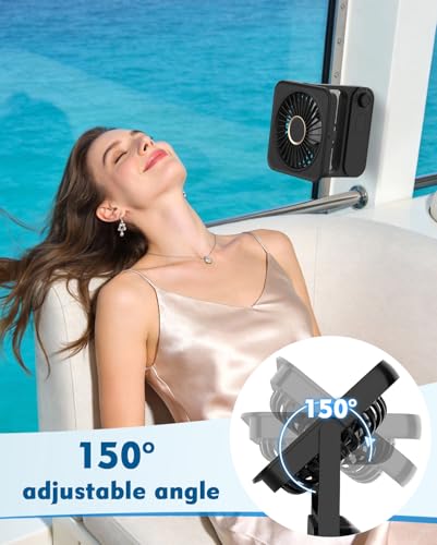 Portable Magnetic Mini Fan - 4000mAh Rechargeable, Black, Small