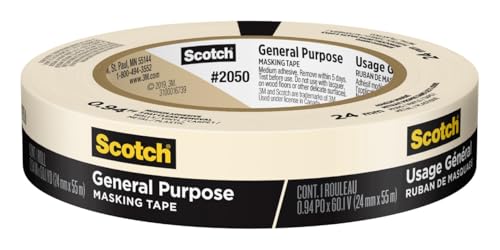 Scotch General Purpose Masking Tape 0.94 Inch x 1 Roll Indoor/Outdoor, Eco-Friendly
