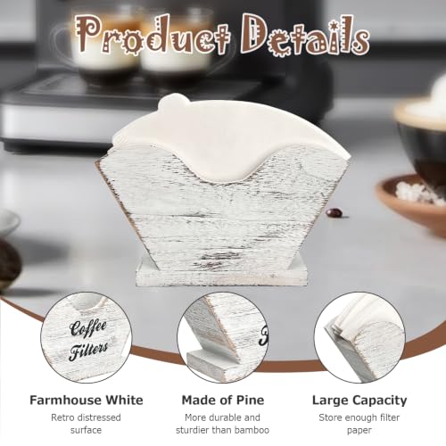 Rustic Wood #4 Coffee Filter Holder - Farmhouse Countertop Organizer