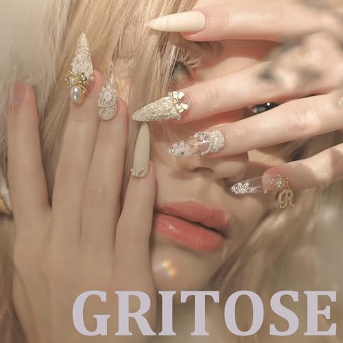 GRITOSE Purple White Gradient Square Press-On Nails 24 Pcs Glossy