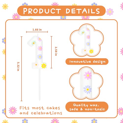 Daisy Birthday Candle Number 1 - Elegant Cake Topper Decoration