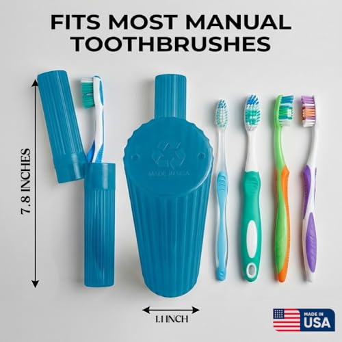 American Comb Blue Toothbrush Holder with Ventilation Holes - Made in USA, Travel & Bathroom Accessory