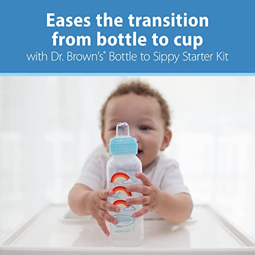 Dr. Brown's Narrow Sippy Bottle Starter Kit - 8oz Anti-Colic Transition (Blue)