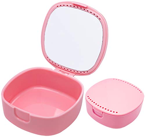 Ocircle Retainer Case with Mirror and Ventilation Holes Pink