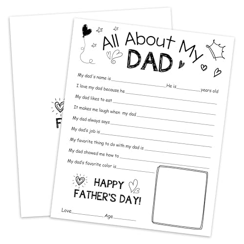 Father's Day Fill-in Questionnaire & Coloring Cards, 5 Pack