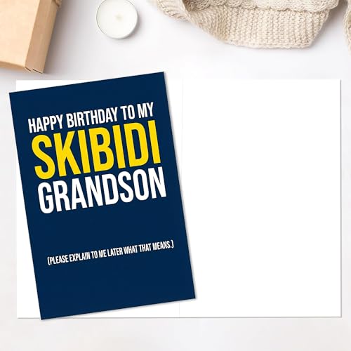 Skibidi Meme Birthday Card for Grandson - Funny 5x7 Greeting Card