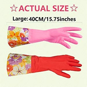 Natural Latex Cleaning Gloves with Flock Lining - 2 Pairs