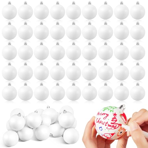 72 Pcs Plastic Christmas Ball Ornaments 2.36 Inch White Holiday Decor - Variation 72