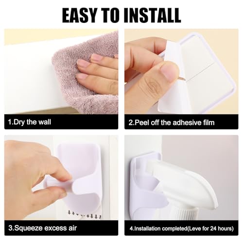 8-Pack Wall Mount Spray Bottle Holder with Strong Adhesive Hooks