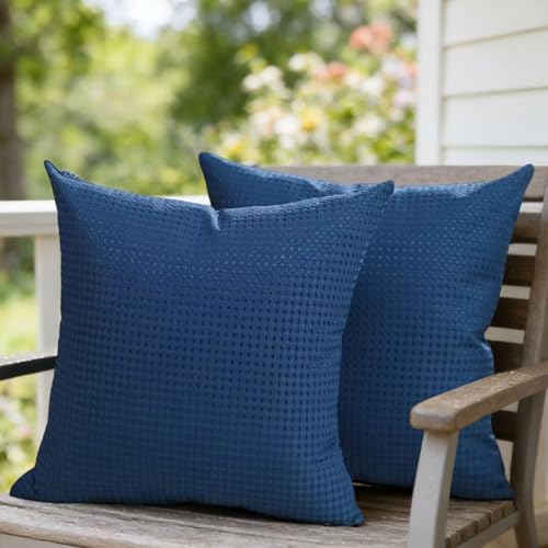 DFXSZ Dark Blue Outdoor Pillow Covers 18x18 Inch Set of 2
