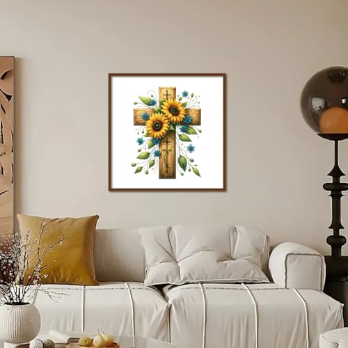 Kulvci Cross Diamond Painting Kit 12x12 Inch Full Round Drill 5D DIY Gem Art