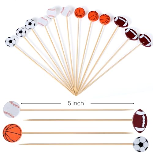 Soccer Bamboo Toothpicks 4.7 Inch - 100 Pack for Sports Events & Parties
