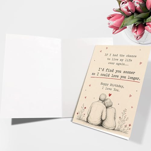 Romantic Happy Birthday Card for Him/Her - D Style 5x7