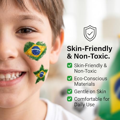 Brazil Flag Temporary Tattoo Set Waterproof Body Art 4 Sheets