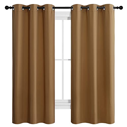 NICETOWN Blackout Curtains 42x68 Inch Gold Brown - 2 Panels