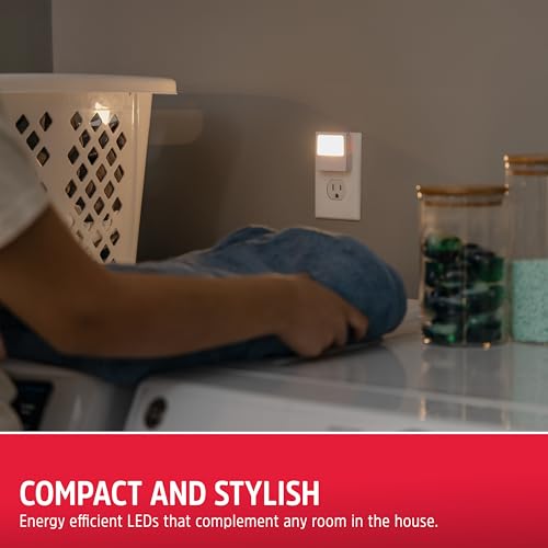 Energizer Night Lights Plug into Wall 2-Pack White Slim LED Nightlight - Always-On, Space-Saving