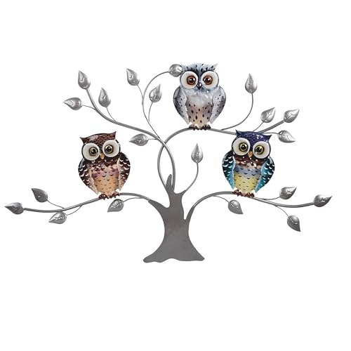 Owls on Tree Wall Plaque Decor - Resin Sculpture for Home & Room