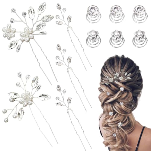 Bulrash 11PCS Crystal Rhinestone Wedding Hair Pins Vintage Bridal Hairpins