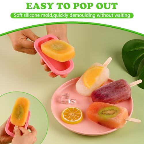 WMKGG Stackable Silicone Popsicle Molds with Lids, 4-Cavity Ice Pop Maker