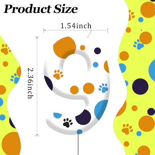 Blue Dog Paw Number Birthday Candle - Party Decoration