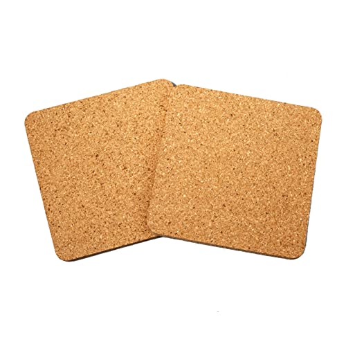 2-Pack Absorbent Cork Coasters - Non-Slip Square 3.9-Inch for Drinks