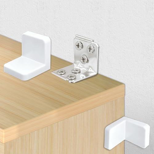 Heavy-Duty L-Shaped Angle Brackets - 4-Pack White Shelf Mounting Kit