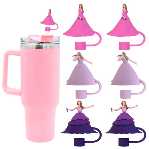 3PCS Pink Silicone Straw Covers for 10mm Tumblers - Reusable Dust-Proof Toppers