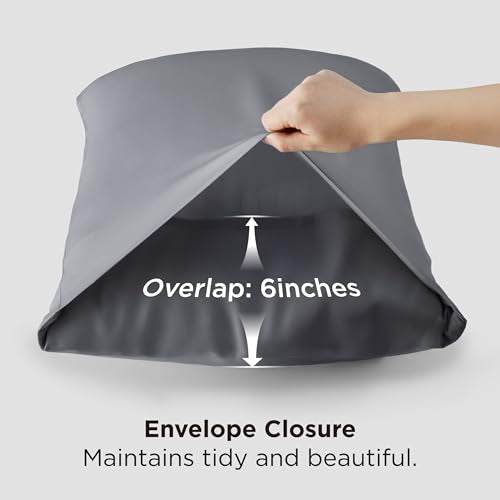 Bedsure King Size Bamboo Pillowcase Set of 2 - Cooling, Soft & Breathable, Dark Grey 20x36 Inches