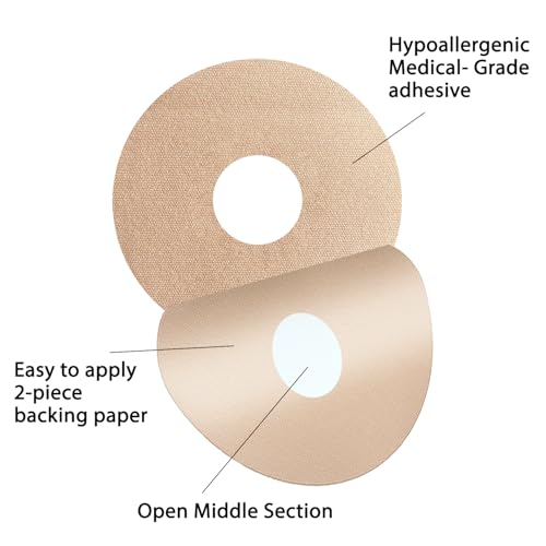 20 Pack Universal Adhesive Patches for CGM and Insulin Pumps, 0.8-Inch Hole, Waterproof & Breathable Patches, Pre-Cut Adhesive Tape, CGM Protection,Long Last Sensor Patches,Skin-Friendly Patches,Beige