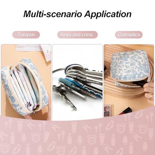 SXS LACONIC Quilted Small Makeup Bag for Purse with Compartments