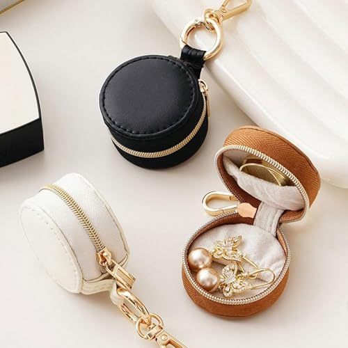 BWTRQ Portable Travel Jewelry Box - Small Ring Holder Case, White