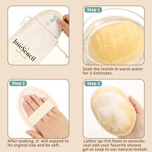 Natural Loofah Sponge Scrubber 2-Pack Eco-Friendly Travel Exfoliating Bath Pad