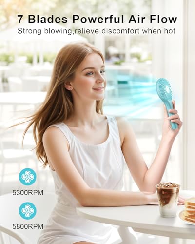 TriPole Portable Mini Handheld Fan - Rechargeable Personal Fan, Blue