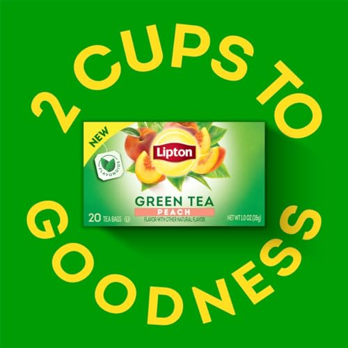 Lipton Peach Green Tea Bags - 20 Count Pack of 3, Caffeinated
