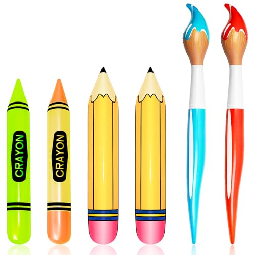 6 Pcs Inflatable Giant Paint Brush & Crayon Balloon Set
