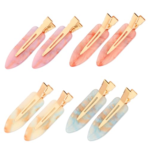 No Crease Hair Clips for Makeup and Skincare 8-Pack Colorful Flat Duckbill Hairpins