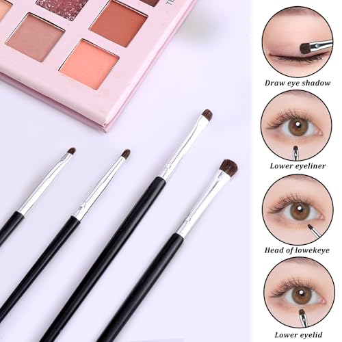 Ptwola Mini Eye Makeup Brush Set - Soft Horsehair Eyeshadow Brushes