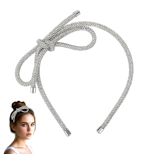 BOXOB Silver Rhinestone Bow Headband Crystal Hair Crown for Women