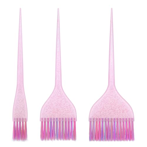 LIQWEI 3Pcs Glitter Hair Dye Brush Set - Professional Hair Coloring Applicator Tools for Salon and Home DIY