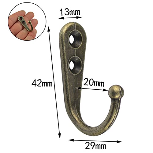 Lansonee 4 PCS Wall Mounted Coat Hooks Retro Copper Metal Robe Hooks